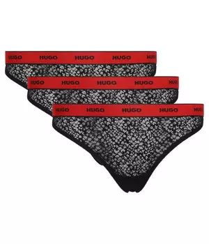 Стринги женские Hugo Bodywear кружевные 3 шт, черный