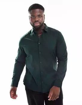 Строгая облегающая рубашка ASOS DESIGN цвета сосны