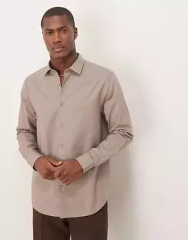 Строгая рубашка из льняной смеси ASOS DESIGN коричневого цвета