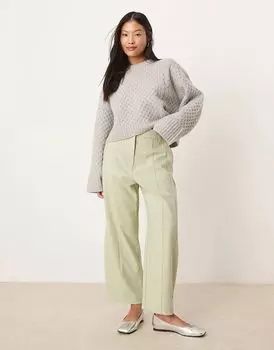 Строгие брюки ASOS DESIGN Petite цвета шалфея с язычком