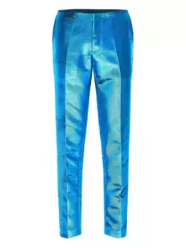 Строгие брюки с эффектом металлик MM6 Maison Margiela, синий
