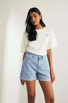 Строгие джинсовые шорты Mom в стиле «песочные часы» Next, синий