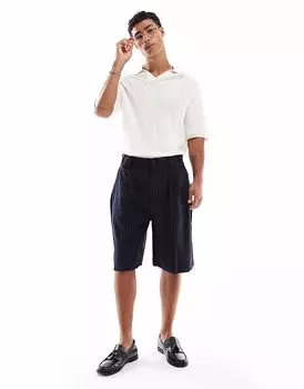 Строгие шорты Pull&Bear в темно-синюю полоску