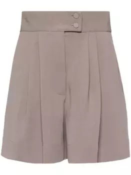 Строгие шорты с завышенной талией и складками STYLAND, серый