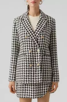 Строгий блейзер букле с собачьими зубами Vero Moda, черный