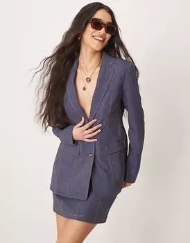 Строгий джинсовый пиджак ASOS DESIGN