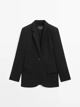 Строгий пиджак из 100 % шерсти Massimo Dutti, черный