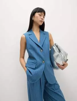 Строгий полосатый удлиненный жилет Marks & Spencer, цвет Cornflower