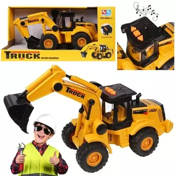 Строительная машина, колесный экскаватор, детская игрушка MEGA CREATIVE