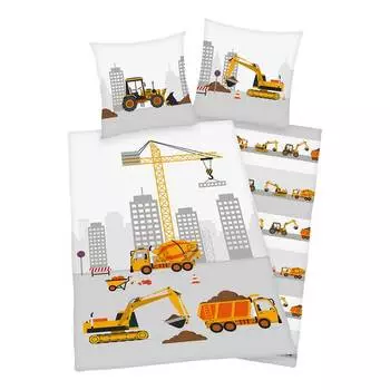 Строительная площадка двустороннего постельного белья Herding, белый