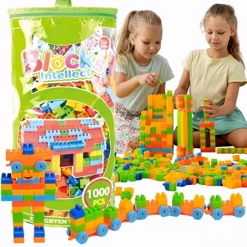 СТРОИТЕЛЬНЫЕ БЛОКИ БОЛЬШИЕ ПЛАСТИКОВЫЕ КЛАССИЧЕСКИЕ НАБОР БЛОКОВ в сумке 1000 шт. СУМКА НА КОЛЕСАХ Doris