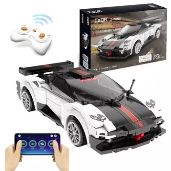 Строительные блоки CaDA Спортивный автомобиль с дистанционным управлением Z-Wind Белый Гоночный автомобиль Спортивный автомобиль 258 элементов RC
