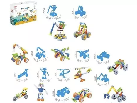 Строительные блоки, гибкая 167 эл. Строительная техника, автомобиль, гонщик, самолет, робот для разборки и токарной обработки 10 в 1 Inna marka