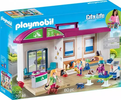 Строительные блоки Портативная клиника для животных Playmobil