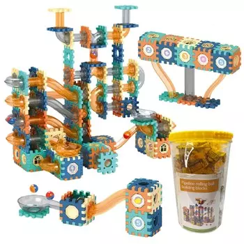 Строительные блоки, шариковые дорожки, наклейки в ведре, головоломка, 286 деталей Inna marka