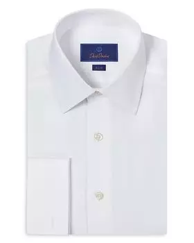 Стройная классическая рубашка с двойными манжетами из поплина David Donahue, белый