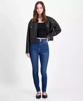 Стройные джинсы с высокой посадкой и двойной пуговицей для пышных форм Dollhouse, синий