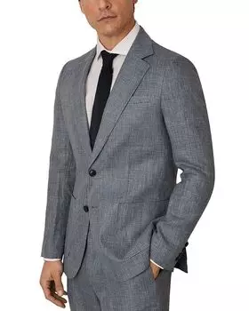 Стройный принц Уэльский клетчатый льняной блейзер REISS, синий