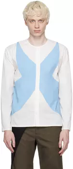 STRONGTHE Бело-синяя рубашка с аппликацией