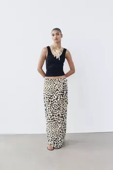 Струйные брюки с запахом ZARA, напечатано
