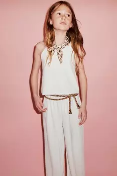 Струйные брюки ZARA, белый