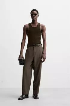 Струйные брюки ZARA, коричневый