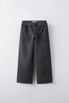 Струйные джинсы с карманами ZARA, черный