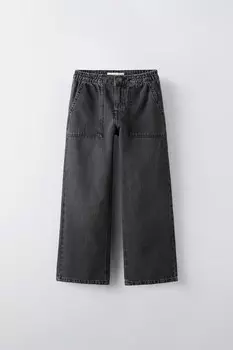 Струйные джинсы с карманами ZARA, черный