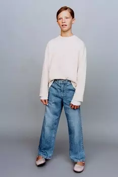 Струйные джинсы с карманами ZARA, синий