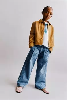 Струйные джинсы с вышивками ZARA, синий