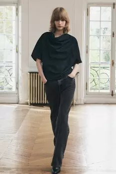 Струйный джинсовый топ ZARA, серый