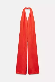 Струйный комбинезон с халтером ZARA, коралловый