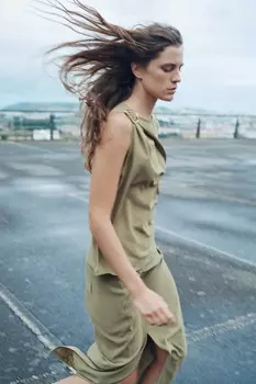 Струйный топ с пряжкой ZARA, хаки