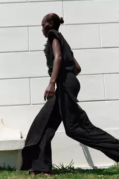 Струйный топ с запахом ZARA, черный