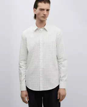 Структурированная рубашка из хлопка в клетку Adolfo Dominguez, белый