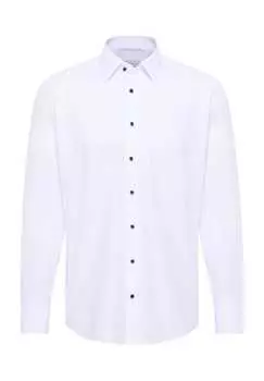 Структурированная рубашка с длинными рукавами удобная посадка Eterna, белый