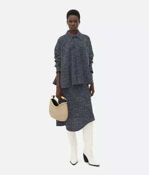 Структурированная твидовая рубашка-пиджак Bottega Veneta, темно-синий/синий/черный