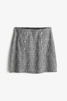 Структурированная юбка с декоративными пуговицами H&M, черный