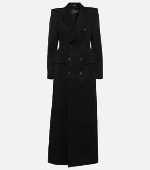 Структурированное двубортное шерстяное пальто BALENCIAGA, черный