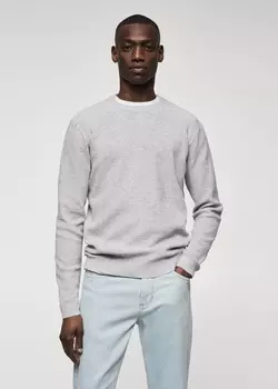 Структурированное хлопковое джерси MANGO, серый