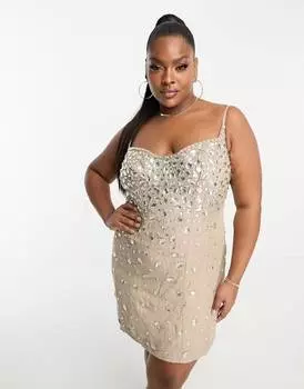 Структурированное мини-платье ASOS DESIGN Curve с россыпью драгоценных камней ASOS Curve