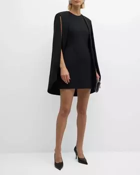 Структурированное мини-платье-кейп Stella McCartney, цвет Black
