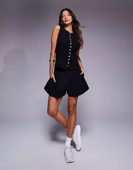 Структурированные объемные шорты ASOS DESIGN черного цвета