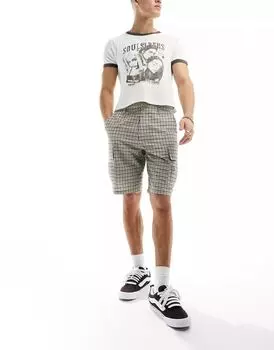 Структурированные шорты карго в клетку с принтом ASOS