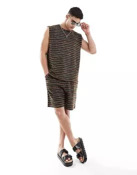 Структурированные шорты оверсайз с ярким полосатым принтом ASOS DESIGN