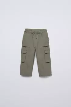 Структурированные технические брюки с подкладкой ZARA, серый