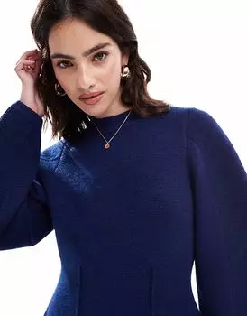 Структурированный джемпер ASOS DESIGN с круглым вырезом темно-синего цвета