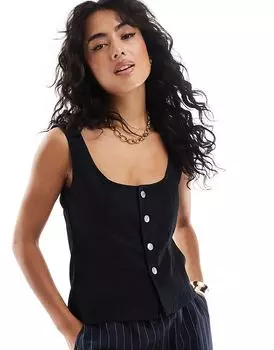 Структурированный топ из денима черного цвета ASOS DESIGN