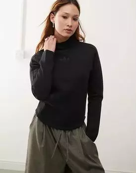 Структурированный топ из интерлока с длинными рукавами черного цвета adidas Originals