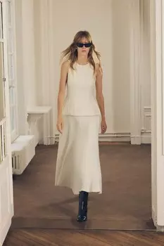 Структурированный топ с баской ZARA, экрю